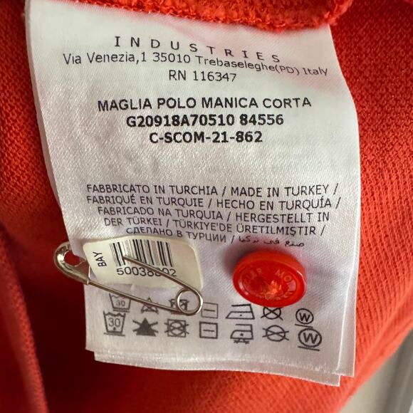 Moncler Men's Orange Short Sleeve Classic Polo Shirt Logo Patch Designer Large - Picture 6 of 10